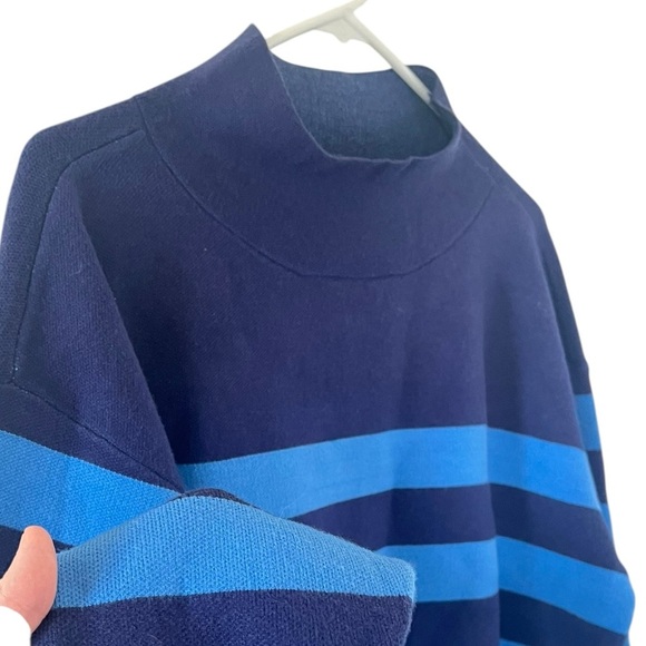 Anthropologie Maeve Carys Blue Striped Mockneck - Picture 4 of 7